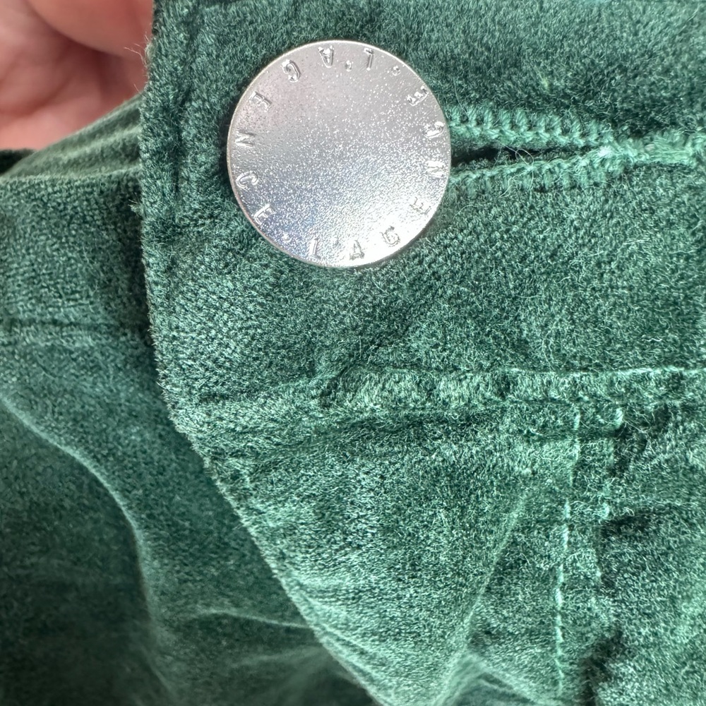 L'AGENCE Margot Green Velvet Skinny Cropped Pants - Picture 11 of 11